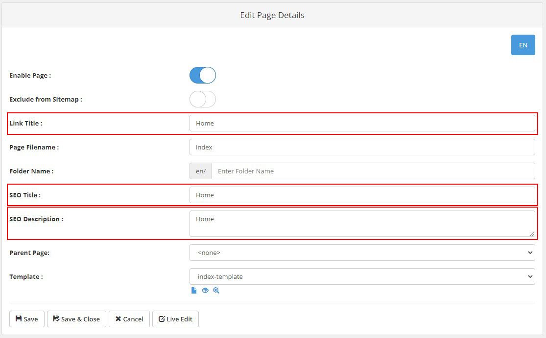 CMS4 - Editing page data