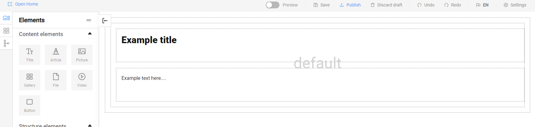 Content filling element - Article