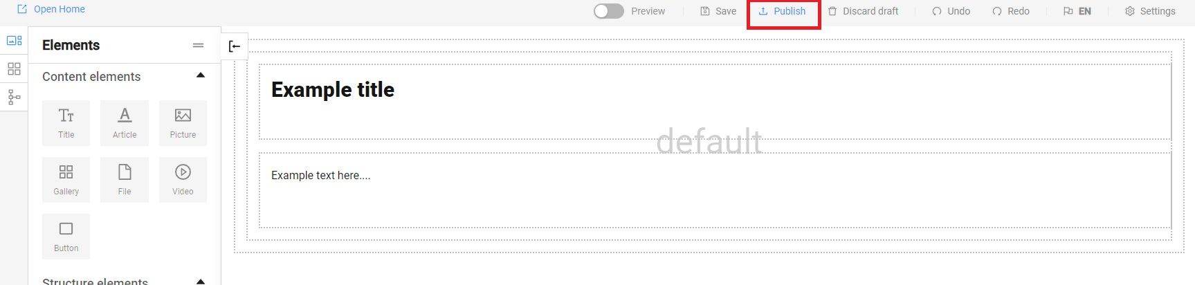 Publishing a Page